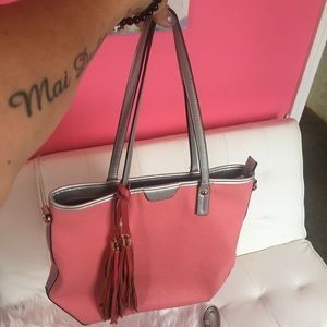 COPY - Coral and silver handbag / tote
